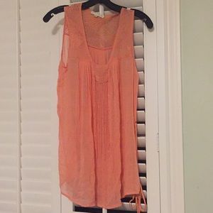 High end top Gold Hawk peach blush chiffon M beads